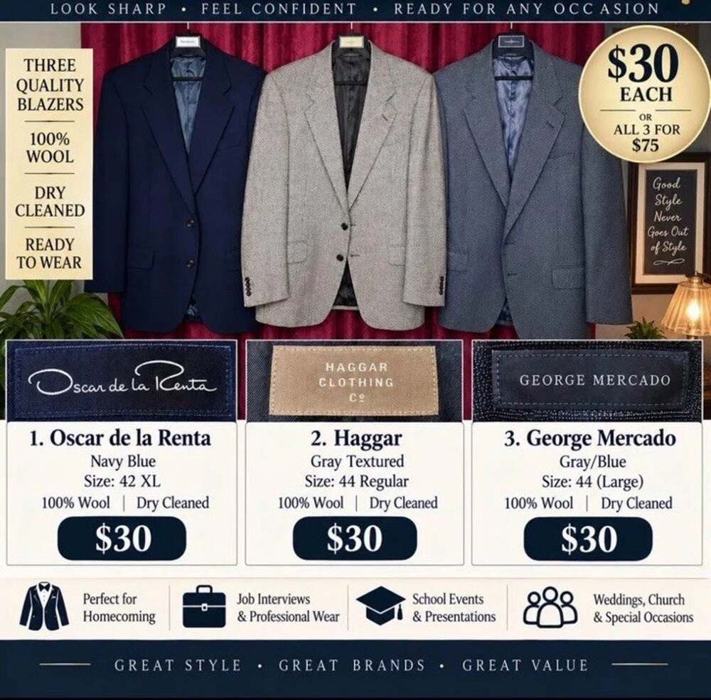 Beautiful Vintage Men’s Blazers Fully Lined 100% Wool! Pick 1 or more only $25